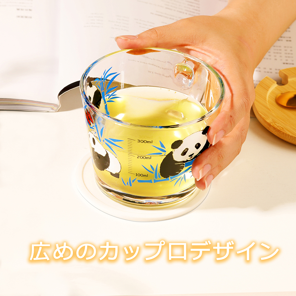 パンダ 耐熱ガラス コップ 4個セット 蓋付き 耐熱ガラス コップ 電子レンジ オーブン 耐熱カップ 食洗機対応 ギフト仕様 ラッピング済み 耐熱マグカップ 人気 ギフト オフィス/家庭用 友達/家族へのプレゼント/誕生日プレゼント (Panda) X0013ZHLQH - 画像 (6)