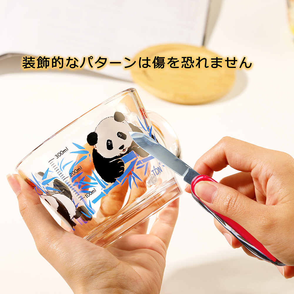 パンダ 耐熱ガラス コップ 4個セット 蓋付き 耐熱ガラス コップ 電子レンジ オーブン 耐熱カップ 食洗機対応 ギフト仕様 ラッピング済み 耐熱マグカップ 人気 ギフト オフィス/家庭用 友達/家族へのプレゼント/誕生日プレゼント (Panda) X0013ZHLQH - 画像 (7)