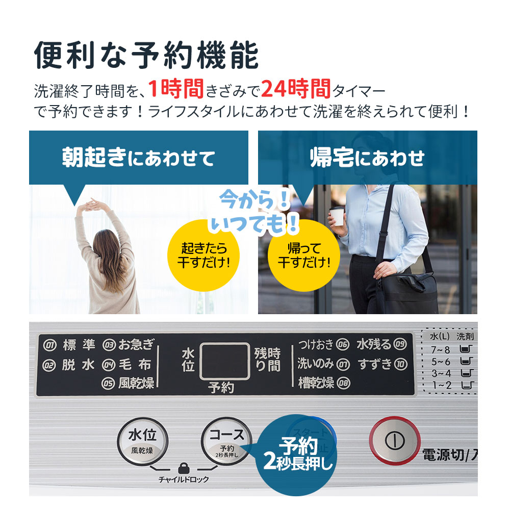 洗濯機 一人暮らし 5.2kg 小型全自動洗濯機 小型洗濯機 縦型洗濯機 洗濯 脱水 すずき チャイルドロック 予約洗濯機能 ステンレス槽 排水ホース 部屋干し 毛布 キレイ きれい 洗濯器 コンパク 引越し 家電【グレー】 ES314009BAA - 画像 (4)
