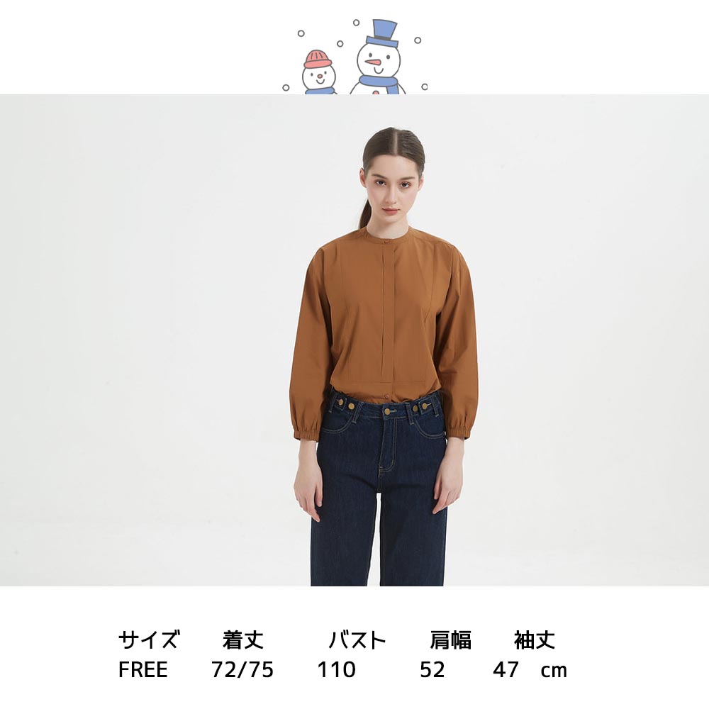 綿100%ボタンがかくれんぼフライプラケット長袖シャツブラウス KNNC306 - 画像 (6)