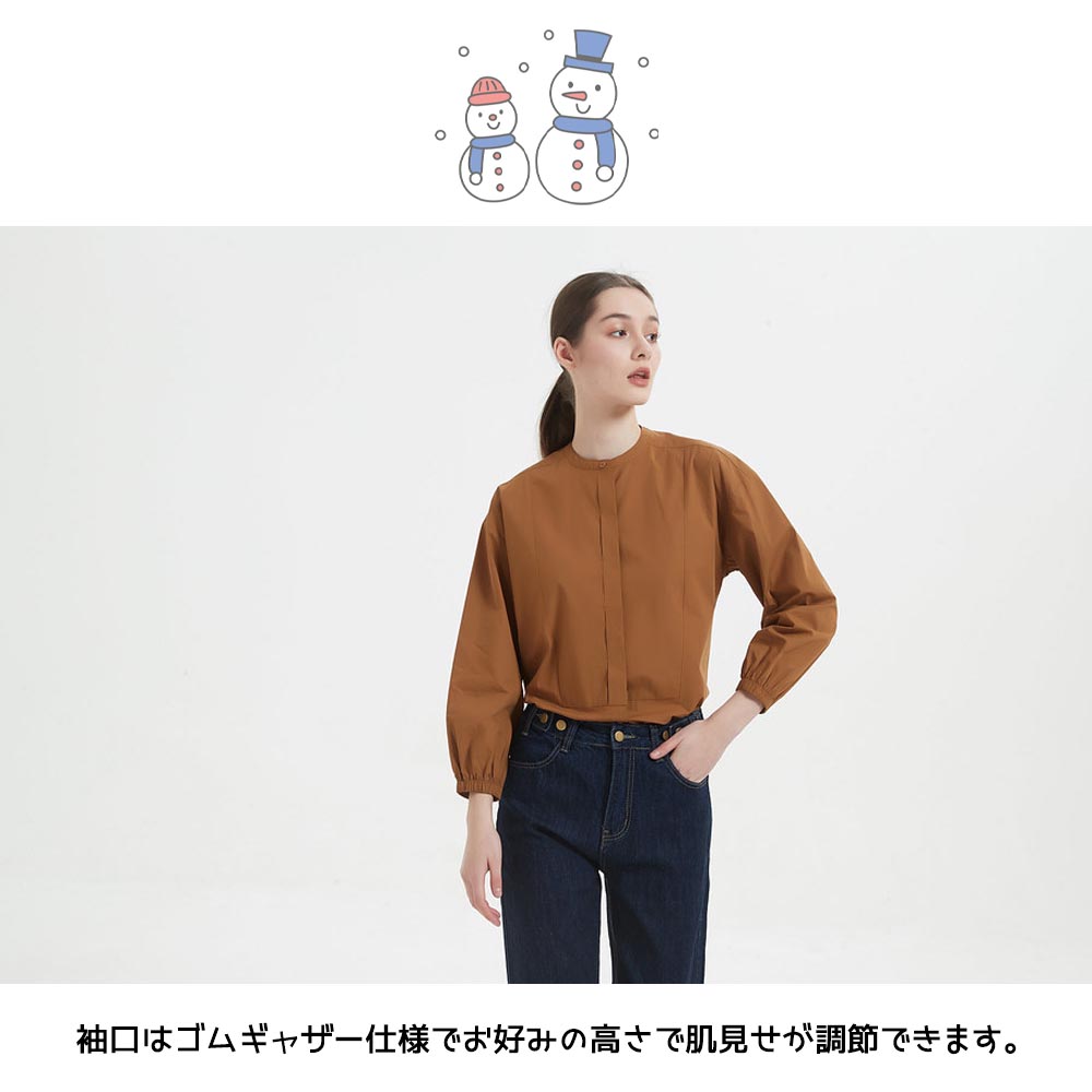 綿100%ボタンがかくれんぼフライプラケット長袖シャツブラウス KNNC306 - 画像 (4)