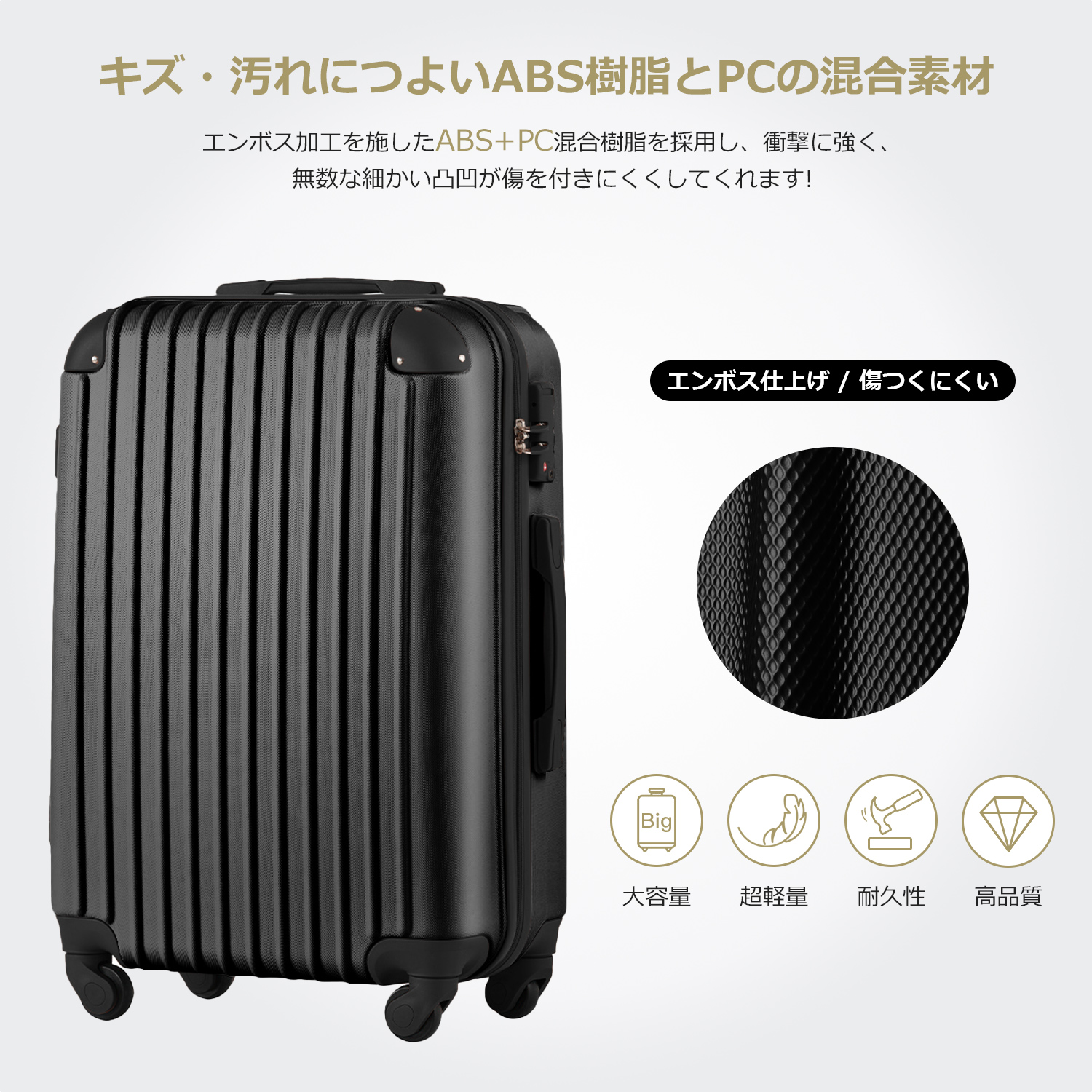 Mサイズ スーツケース キャリーバッグ キャリーケース 超軽量 TSAロック搭載 4日-7日 中型 PP298908AAA - 画像 (2)