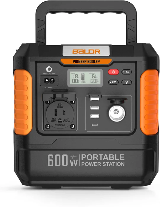 BALDR ポータブル電源 大容量 6倍超長寿命 600LFP 10年耐久性 純正弦波 AC600W R1007 - 画像 (2)