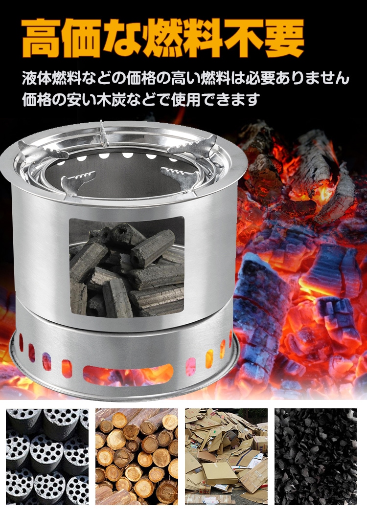 焚き火台 バーベキューコンロ BBQコンロ 円筒形 1台2役 BBQ網付き 多通気口 灰受けケース付き 焚き火 キャンプ 夜間 寒い時 暖房器具 ad151 - 画像 (8)