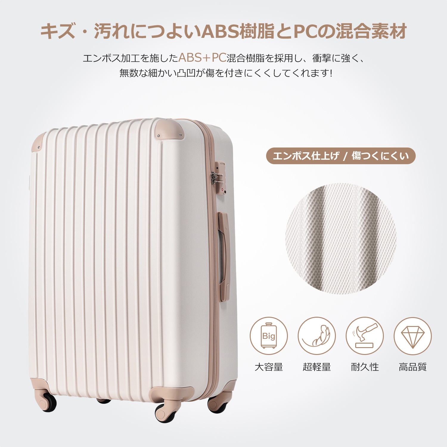 Mサイズ スーツケース キャリーバッグ キャリーケース 超軽量 TSAロック搭載 4日-7日 中型 PP298908NAA - 画像 (2)