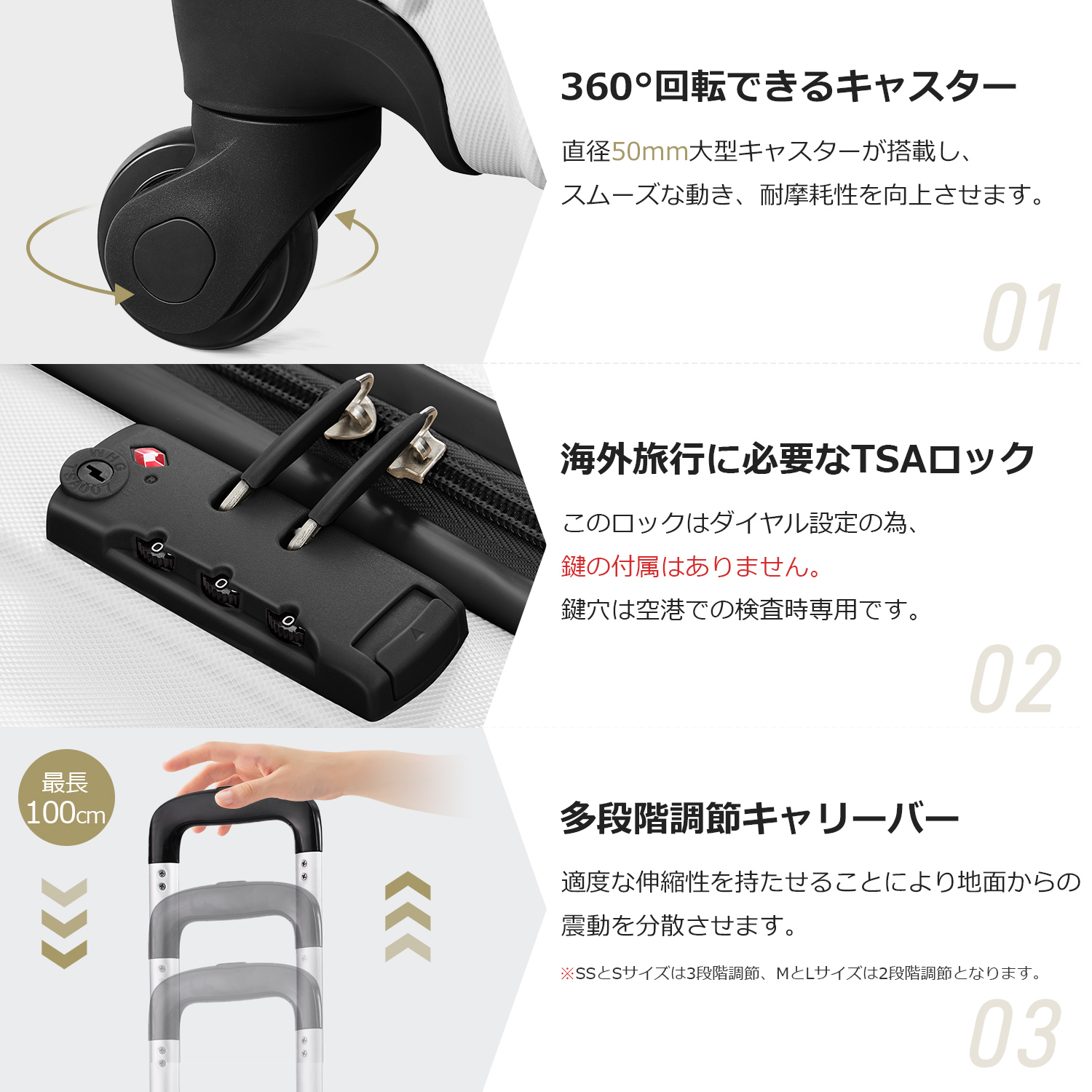 Mサイズ スーツケース キャリーバッグ キャリーケース 超軽量 TSAロック搭載 4日-7日 中型 PP298908BAA - 画像 (4)